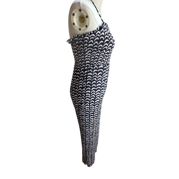 Maeve by Anthropologie Smocked Halter Jumpsuit Romper Size 4 Navy White - Picture 5 of 10